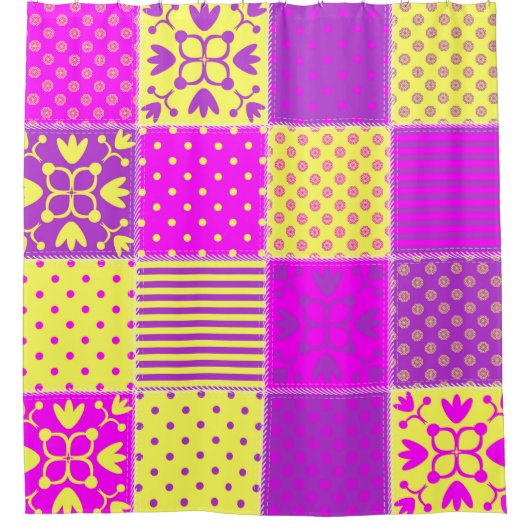 Flickwerk-Hintergrund mit verschiedenen Mustern Ar Duschvorhang (Vorderseite)