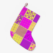 Flickwerk-Hintergrund mit verschiedenen Mustern Ar Kleiner Weihnachtsstrumpf (Vorderansicht (hängend))