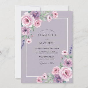 Flieder-Amethyst-Blüten-Hochzeit Einladung