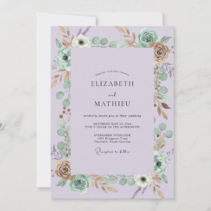 Flieder-Anemone-Eukalyptus-Hochzeit Einladung