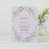 Flieder-Anemonen-Hochzeit Einladung (Stehend Vorderseite)