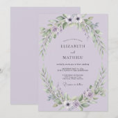 Flieder-Anemonen-Hochzeit Einladung (Vorne/Hinten)