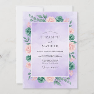 Flieder-Aprikosen-Blüten-Hochzeit Einladung
