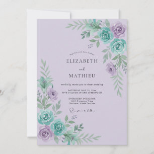 Flieder Aqua Ranunculus Salbei Hochzeit Einladung