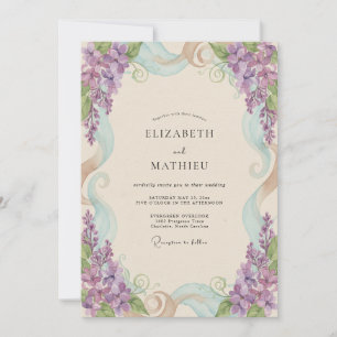 Flieder Aqua Wisteria Hochzeit Einladung