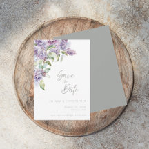 Flieder Aquarell Blumen Elegante Save the Date Kar