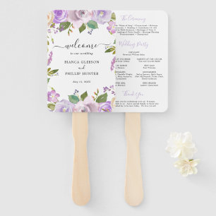 Flieder-Aquarell-Blumen-elegantes Hochzeitsprogram Fächer