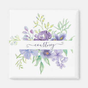 Flieder-Aquarell-Blumen personalisiert Magnet