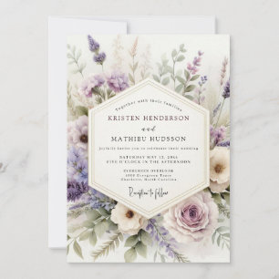 Flieder-Aquarell-Blumenhochzeit Einladung