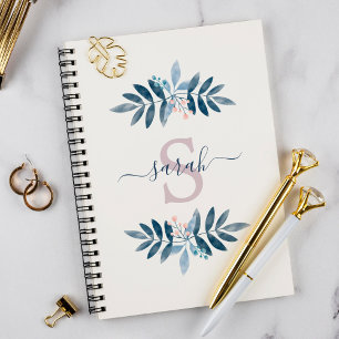 Flieder-Aquarell-Blumenmonogramm Notizblock