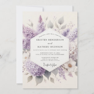 Flieder-Aquarell-Hochzeit Einladung