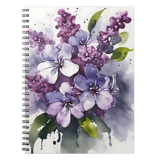 Flieder - Aquarellblumen Notizblock (Vorderseite)