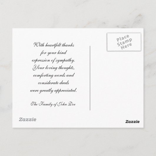 Flieder-Beileid oder Tod danken Ihnen Postkarte (Rückseite)