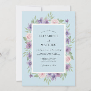 Flieder Blassrosa Staubige Blütenblatt Hochzeit Einladung