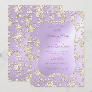 Flieder Blumen Damast Rose Sepia Gold Geburtstagsf Einladung