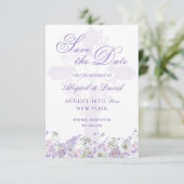 Flieder Blumen Religiöse Hochzeit Save The Date (Stehend Vorderseite)
