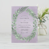 Flieder-Blumenkranz-Hochzeit Einladung (Stehend Vorderseite)