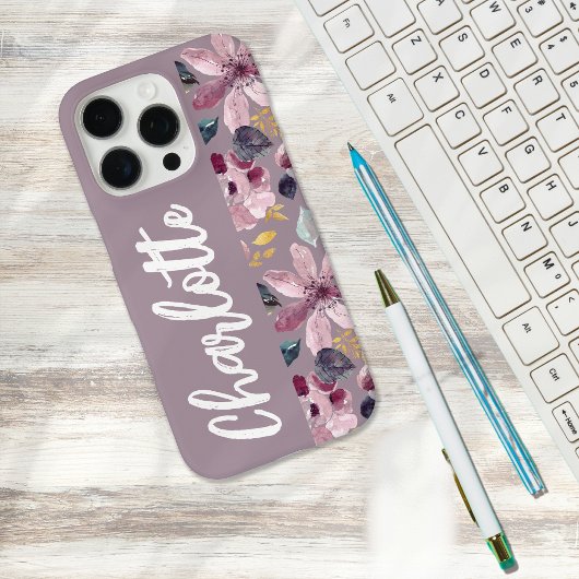 Flieder Blumenmuster Monogramm Case-Mate iPhone Hülle