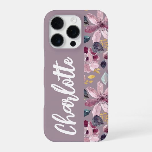 Flieder Blumenmuster Monogramm iPhone Hülle (Rückseite)