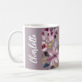 Flieder Blumenmuster Monogramm Kaffeetasse (Links)