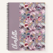 Flieder Blumenmuster Monogramm Notizblock (Vorderseite)