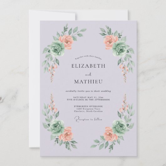 Flieder Botanische Boho-Hochzeit Einladung (Vorderseite)