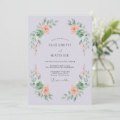 Flieder Botanische Boho-Hochzeit Einladung (Stehend Vorderseite)