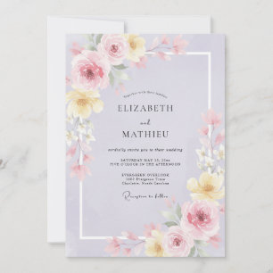 Flieder-Butter-Blüten-Hochzeit Einladung