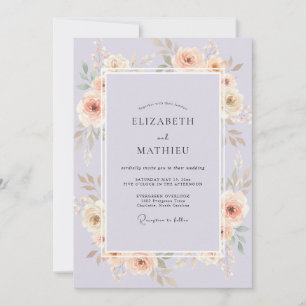 Flieder Champagner Blatt Hochzeit Einladung