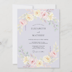 Flieder Creme Gemalte Hochzeit Einladung