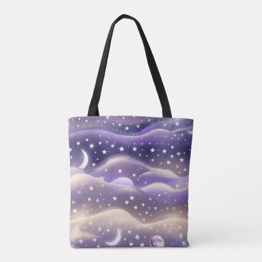 Flieder Creme Mond Sanfte Ästhetik Tasche (Rückseite)