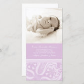 Flieder danken Ihnen Baby-Duschen-Foto-Karten Dankeskarte (Vorne/Hinten)