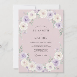 Flieder Elegante Botanische Hochzeit Einladung