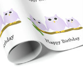 Flieder-Eulen-Design-Geburtstagsgeschenk Geschenkpapier (Rolleneckpunkt)