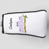 Flieder Eulen Design Personalisiert Golf Headcover (Vorderseite)