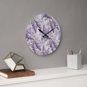 Flieder Fliederblüten Salbeigrün Staubiger Lavende Große Wanduhr