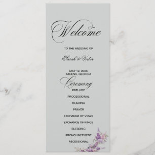 Flieder floral Elegante doppelseitige Programmkart Programm