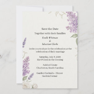 Flieder Florale Lila Save-the-Date-Karte Einladung