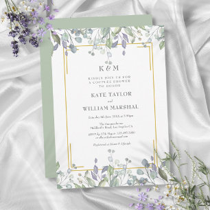 Flieder Florales Monogramm Hochzeit Paare Dusche Einladung
