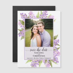 Flieder & Foto Lavendel Hochzeit Save the Date Magneteinladung