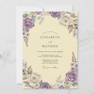 Flieder-Gelbe Wildblumen-Hochzeit Einladung
