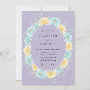 Flieder-Gelber-Kranz-Hochzeit Einladung