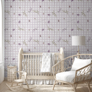 Flieder Gingham Blumenmuster Tapete