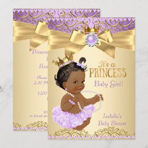 Flieder-Gold-Ballerina-Prinzessin-Baby-Party Ethni Einladung