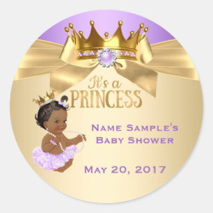 Flieder Gold Ballerina Prinzessin Babyparty Ethnis Runder Aufkleber