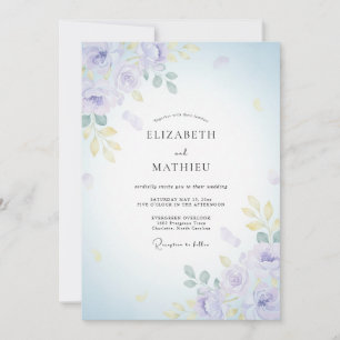Flieder-Gold-Blüten-Hochzeit Einladung