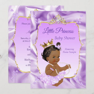 Flieder Gold Prinzessin Baby Shower Ethnisches Mäd Einladung