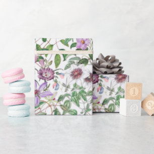 Flieder Grün Weiße Vintage Botanische Blumen Geschenkpapier