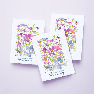Flieder ‘Happy Birthday Granny’ Aquarell-Blumen Karte