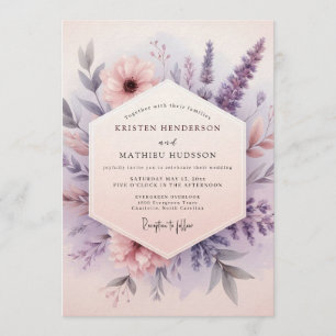 Flieder-Haze-Wildblumen-Hochzeit Einladung